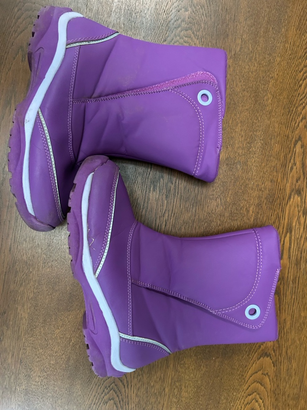 LandsEnd Purple Youth Sz 4 Waterproof Winter Snow Boots, easy on/off, no buckles